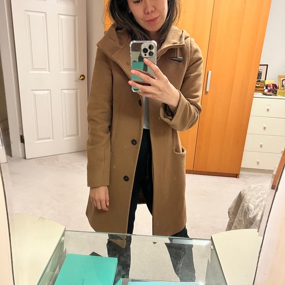 Aritzia Jackets & Blazers - Aritzia Wool Cashmere Hooded Coat Jacket Tan XS Talula Babaton Wilfred